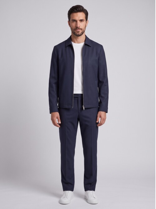 Navy Zip-Up Men’s Casual Set