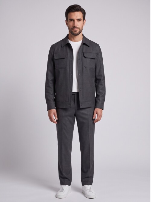 Anthracite Men’s Pocket Detail Casual Two-Piece Set