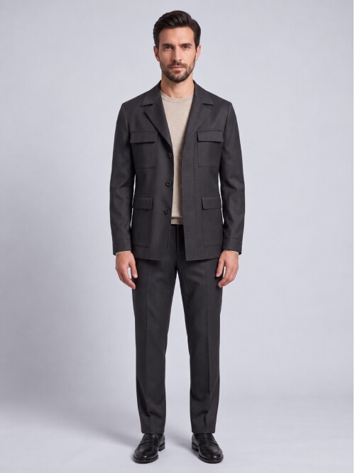 Anthracite Men’s Safari Jacket & Trouser Set
