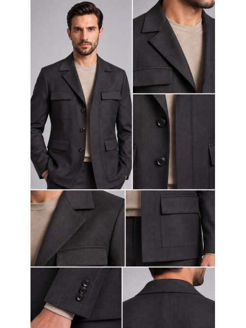 Anthracite Men’s Safari Jacket & Trouser Set
