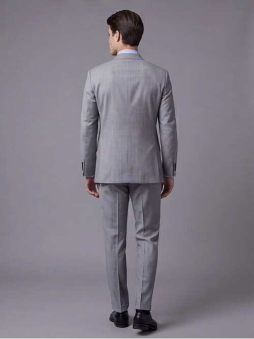 Light Grey Pinstripe Wool Notch Lapel Regular Fit Suit