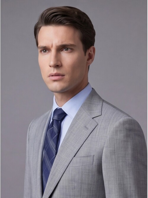 Light Grey Pinstripe Wool Notch Lapel Regular Fit Suit