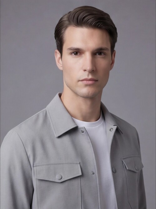 Açık Gri Comfort Fit Gömlek Yaka Safari Cepli Spor Takım Elbise