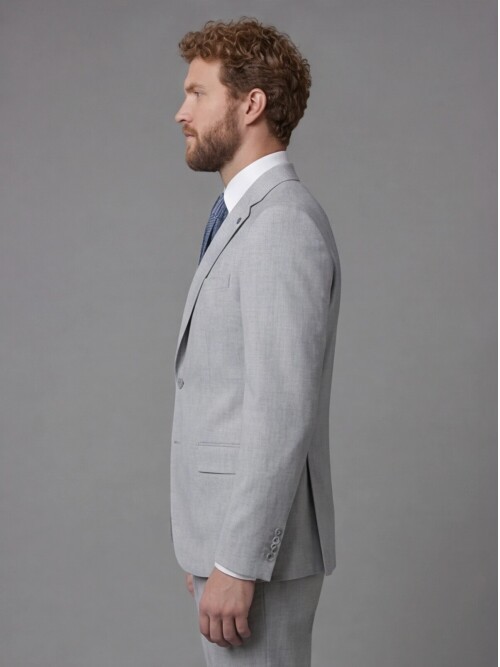 Light Grey Notch Lapel Comfort Fit Suit