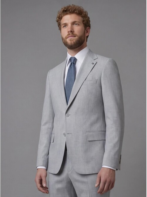 Light Grey Notch Lapel Comfort Fit Suit
