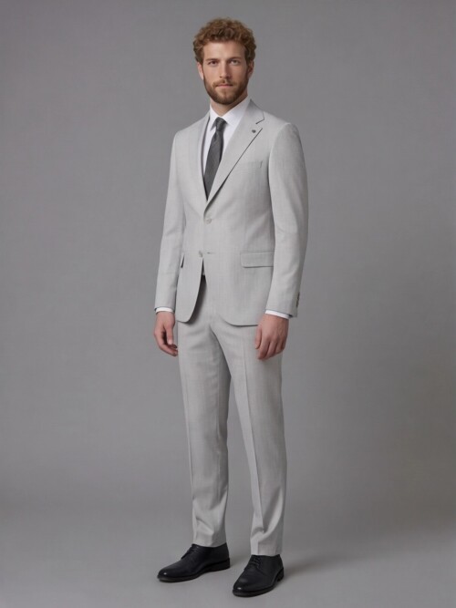 Light Grey Notch Lapel Comfort Fit Suit