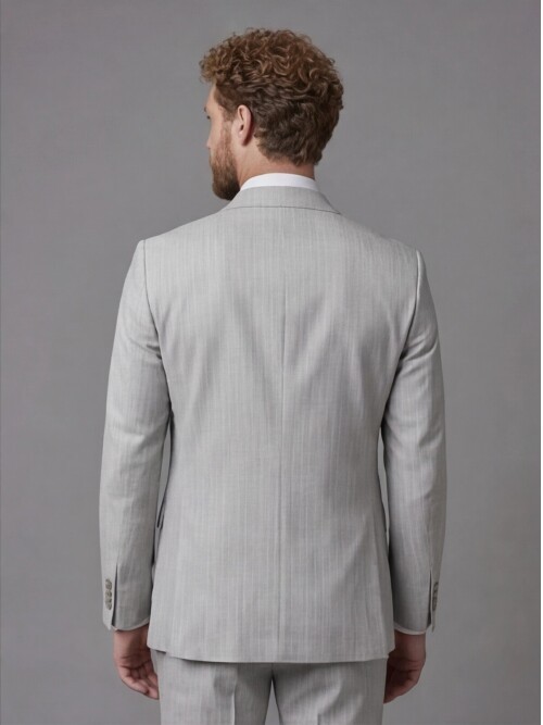 Light Grey Notch Lapel Comfort Fit Suit