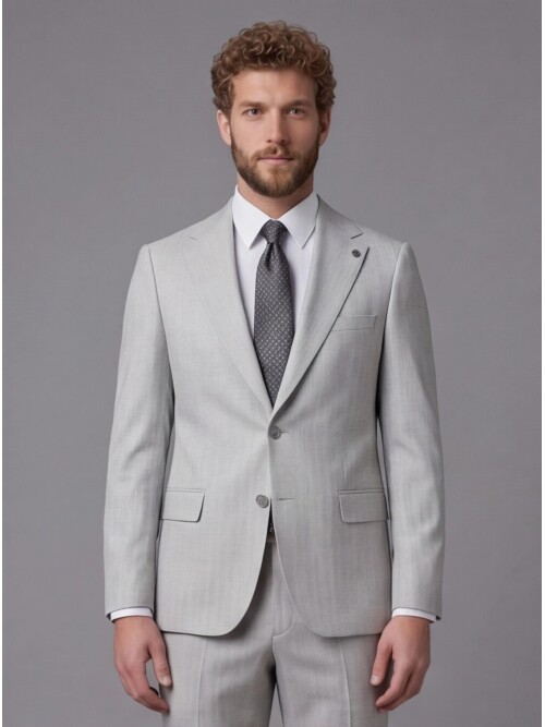 Light Grey Notch Lapel Comfort Fit Suit