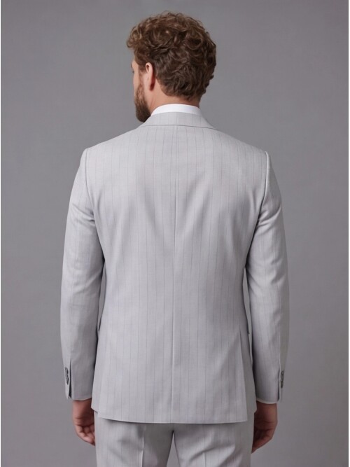 Light Grey Notch Lapel Comfort Fit Suit