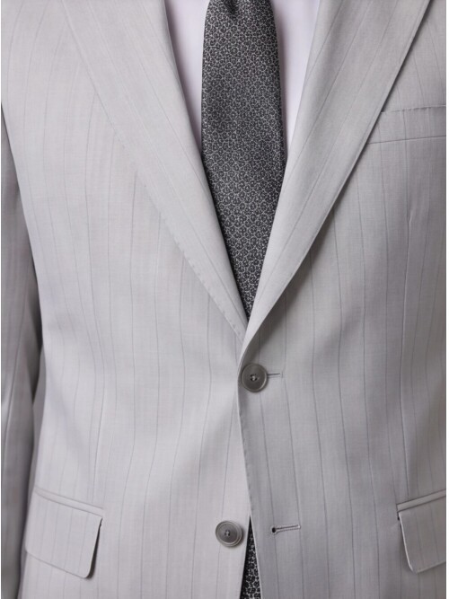 Light Grey Notch Lapel Comfort Fit Suit