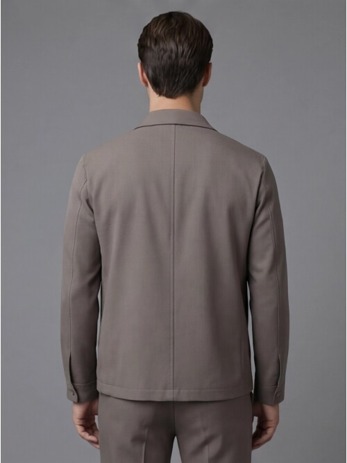 Açık Kahverengi Comfort Fit Gömlek Yaka Safari Cepli Spor Takım Elbise