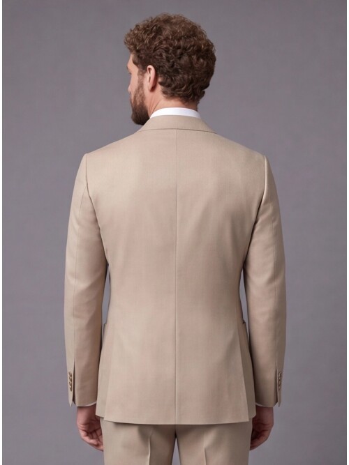 Light Brown Comfort Fit Double-Breasted Suit