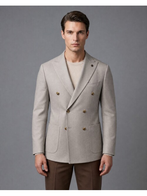 Light Brown Double Breasted Blazer