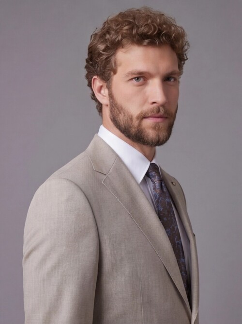 Açık Kahverengi Mono Yaka Comfort Fit 2 Düğmeli Takım Elbise