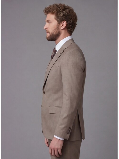 Light Brown Notch Lapel Comfort Fit Suit