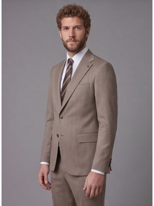 Light Brown Notch Lapel Comfort Fit Suit