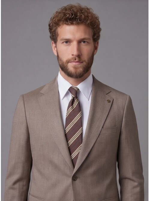 Light Brown Notch Lapel Comfort Fit Suit