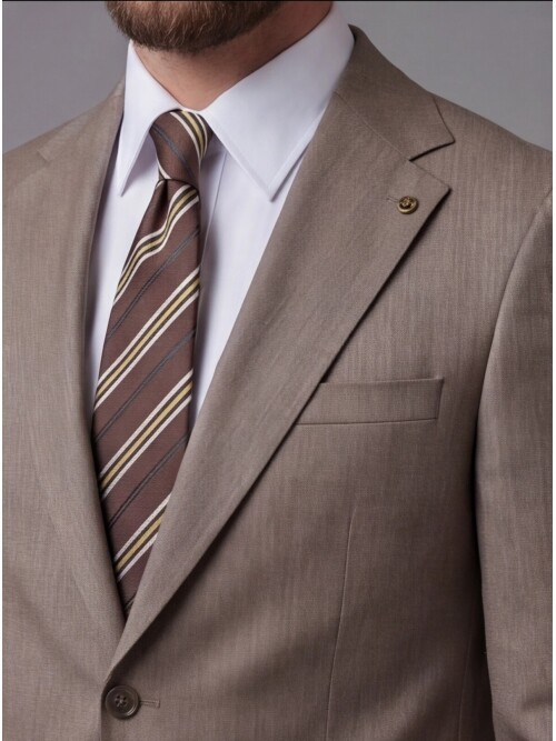 Light Brown Notch Lapel Comfort Fit Suit