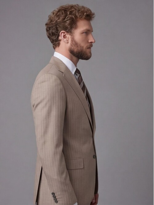 Light Brown Notch Lapel Comfort Fit Suit