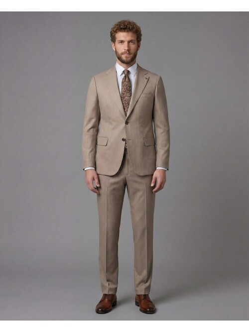 Light Brown Notch Lapel Comfort Fit Suit