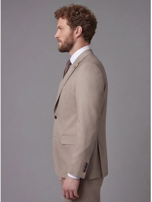 Light Brown Notch Lapel Comfort Fit Suit