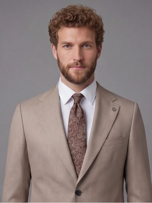 Light Brown Notch Lapel Comfort Fit Suit