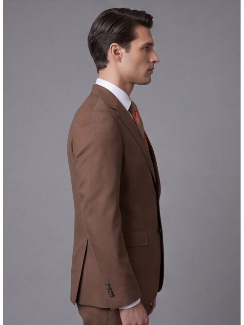 Light Brown Mono-Lace Two-Button Slim Fit Suit