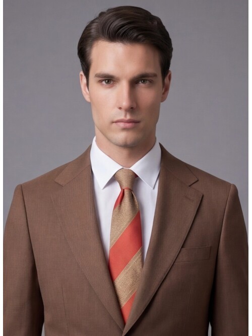 Light Brown Mono-Lace Two-Button Slim Fit Suit