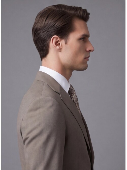 Açık Kahverengi Mono Yaka İki Düğmeli Slim Fit Takım Elbise