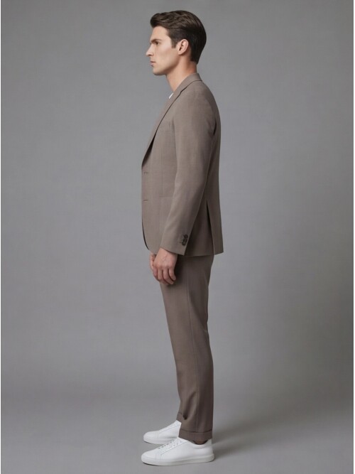 Light Brown Notch Lapel Suit with Patch Pockets