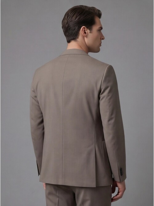 Light Brown Notch Lapel Suit with Patch Pockets