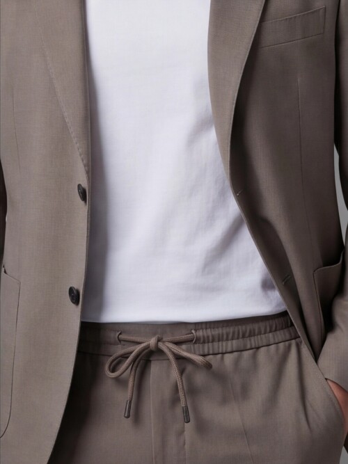 Light Brown Notch Lapel Suit with Patch Pockets