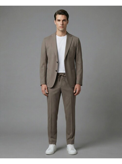 Light Brown Notch Lapel Suit with Patch Pockets