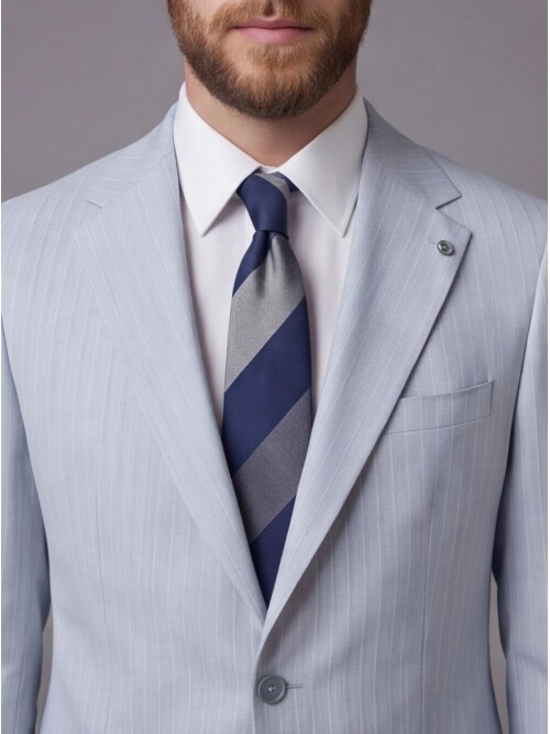 Light Blue Notch Lapel Comfort Fit Suit