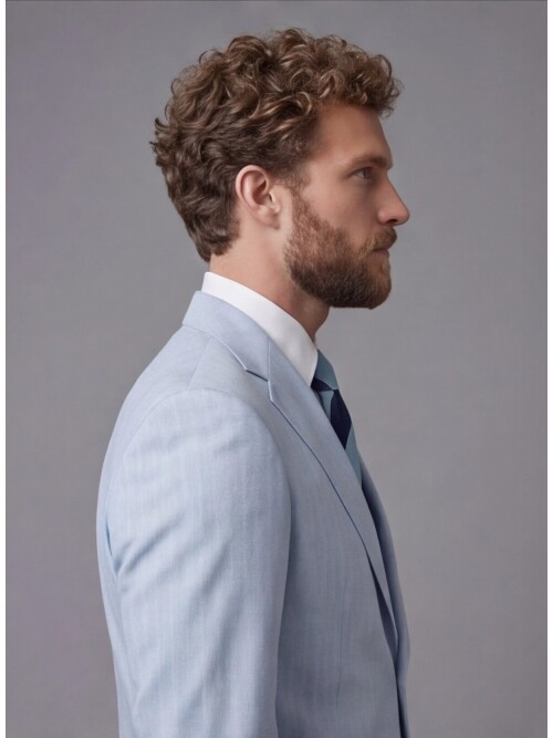 Light Blue Notch Lapel Comfort Fit Suit