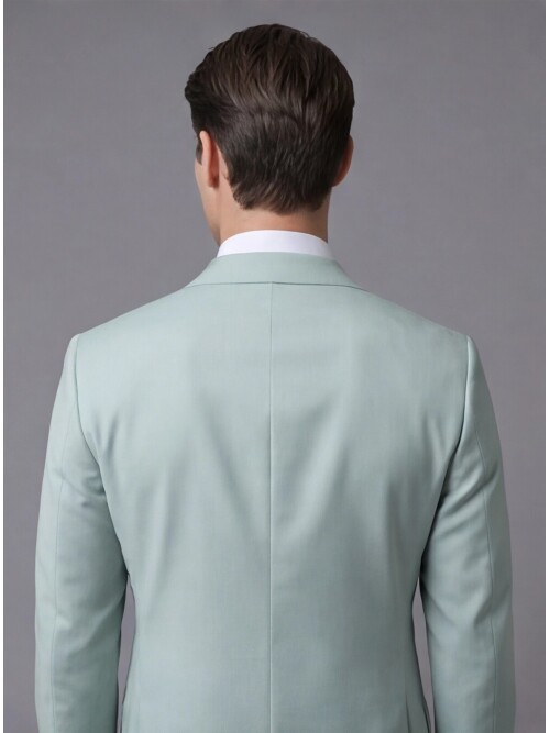 Açık Mavi Yünlü Sivri Yaka Comfort Fit Takım Elbise