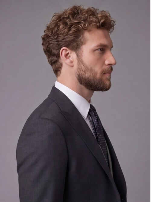 Antrasit Sivri Yaka Çift Düğmeli Slim Fit Yelekli Takım Elbise