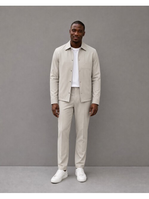 Beige Comfort Fit Performance Suit