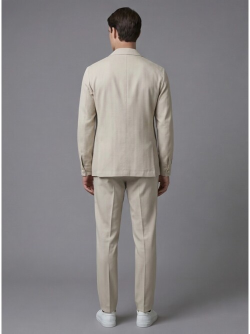 Bej Comfort Fit Safari Spor Takım Elbise