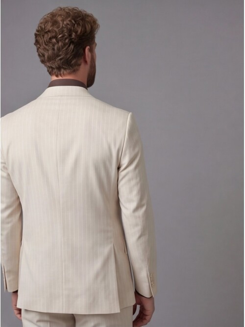 Beige Notch Lapel Comfort Fit Suit