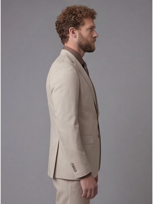 Beige Notch Lapel Comfort Fit Suit