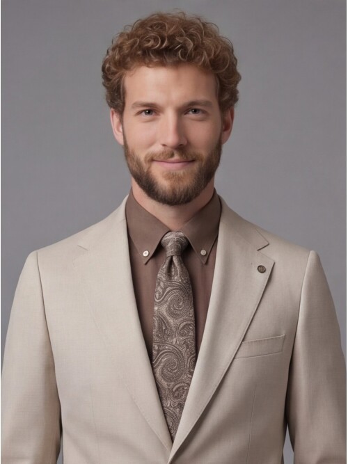 Beige Notch Lapel Comfort Fit Suit