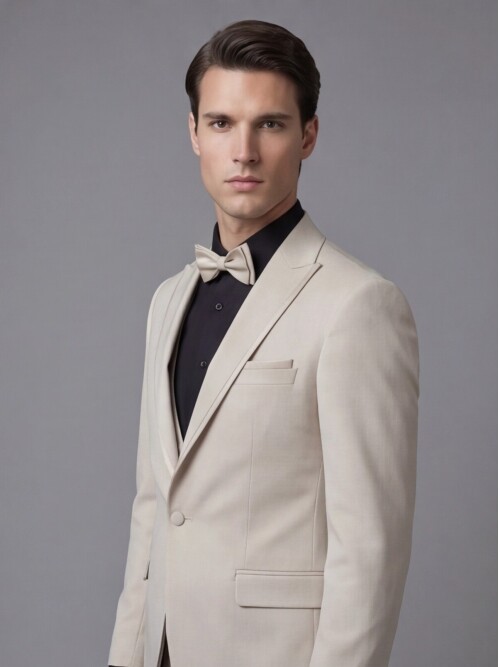 Beige Three-Piece Tuxedo