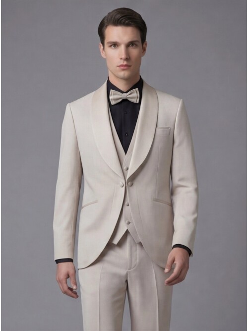Beige Three-Piece Tuxedo