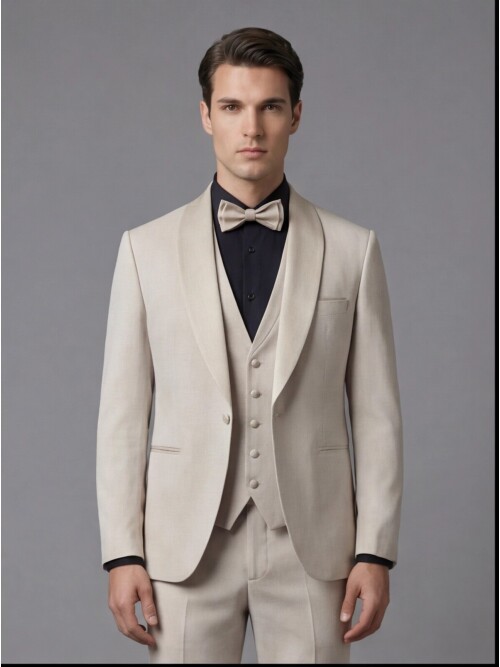 Beige Three-Piece Tuxedo