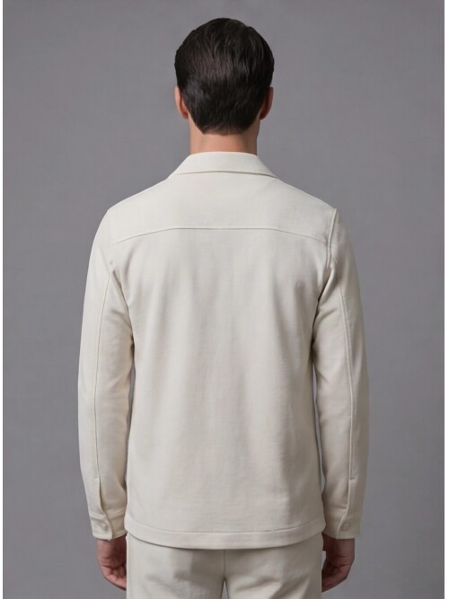 Beyaz Gömlek Yaka Safari Cep Comfort Fit Spor Takım