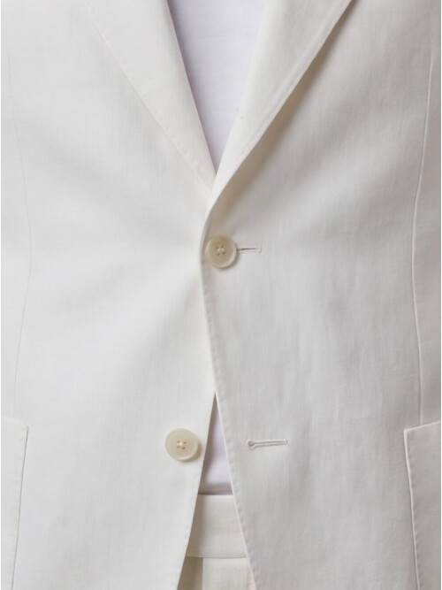 Açık Bej Keten Sivri Yaka Comfort Fit Torba Cep 2 Düğme Takım Elbise