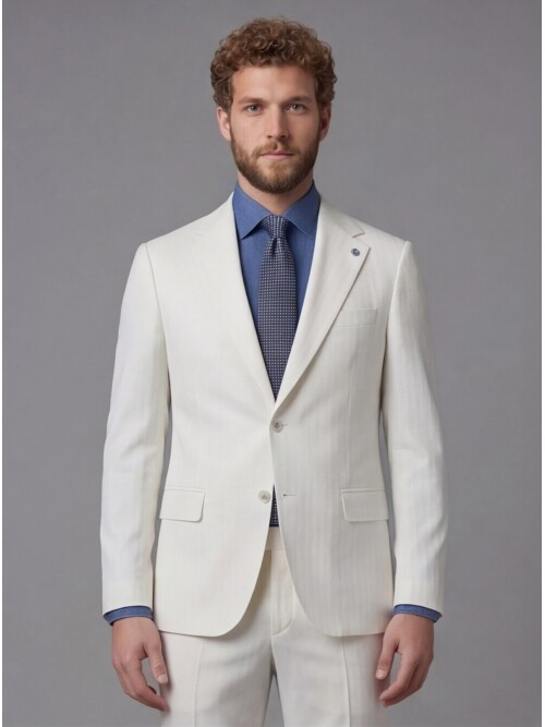 White Notch Lapel Comfort Fit Suit