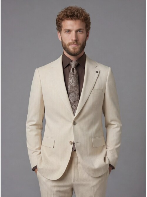 White Notch Lapel Comfort Fit Suit