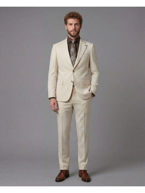 White Notch Lapel Comfort Fit Suit